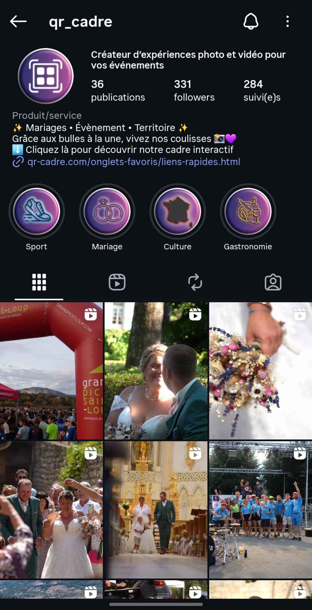 Aperçu du profil Instagram @qr_cadre