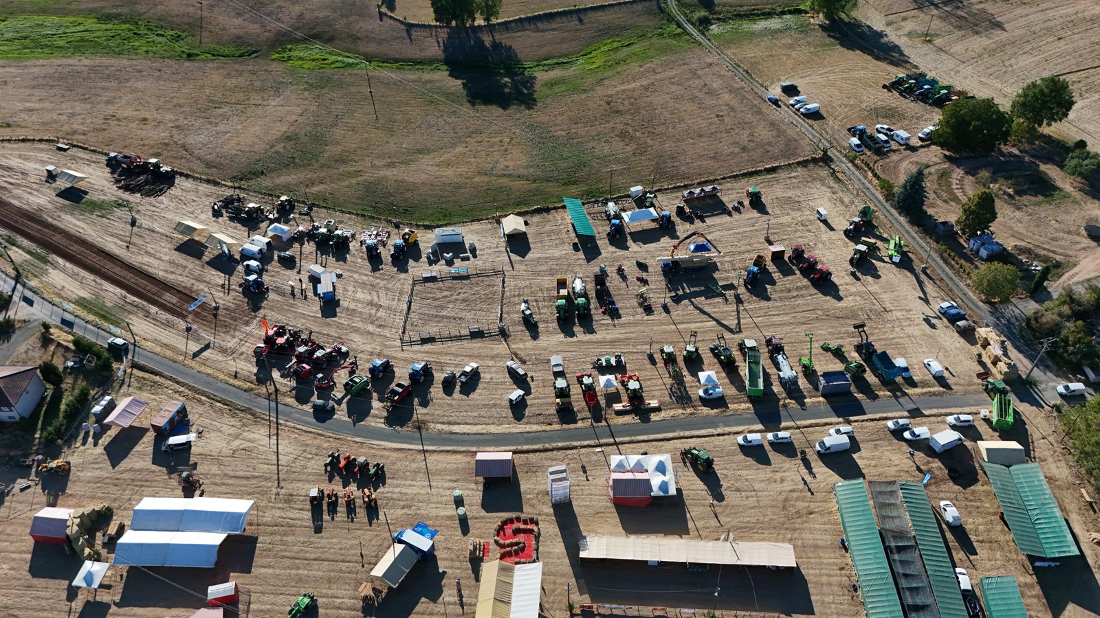 Aerial view of the installations before the festival opens