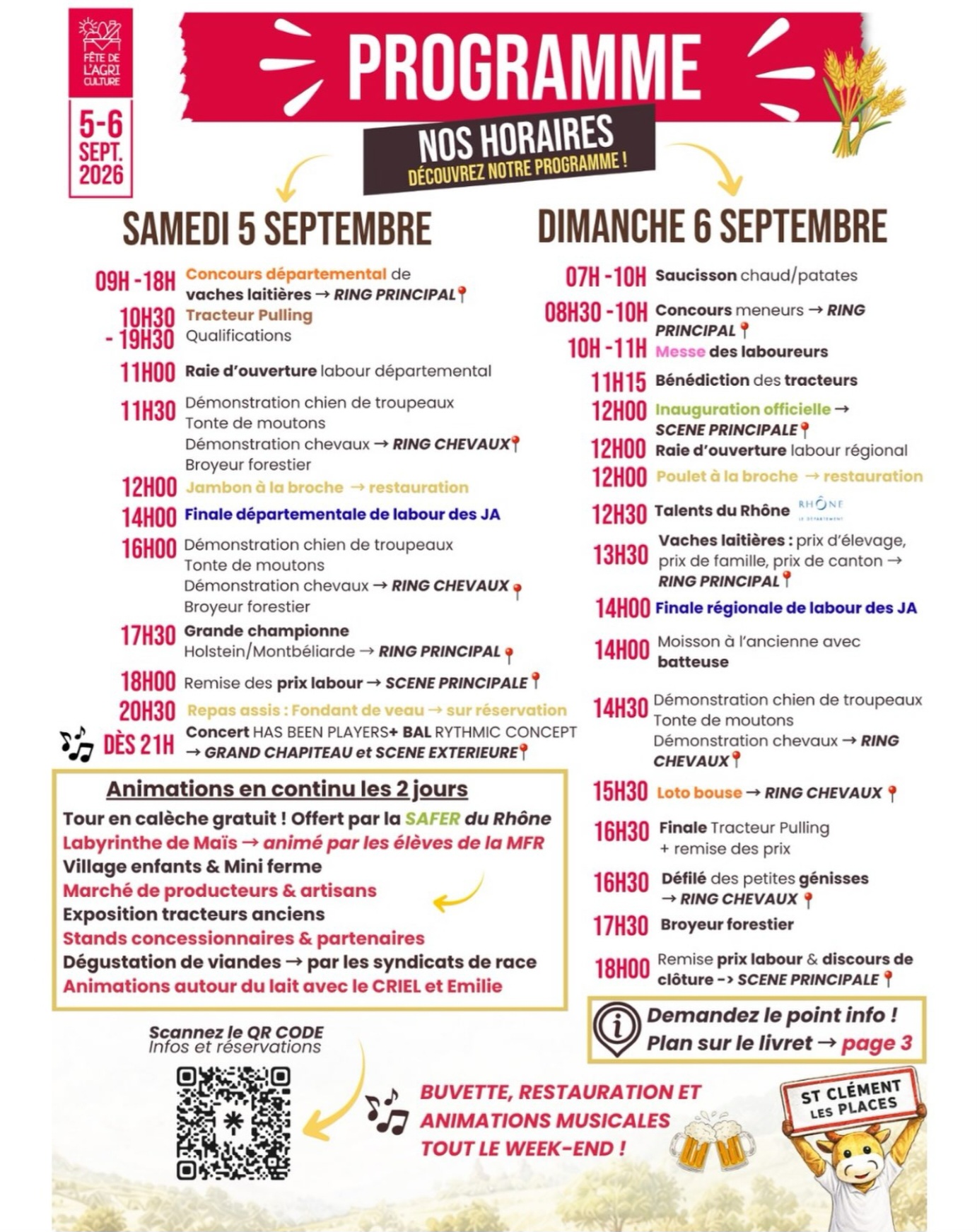 Programme officiel de la Fête de l’Agriculture du Rhône 2026, samedi 5 et dimanche 6 septembre