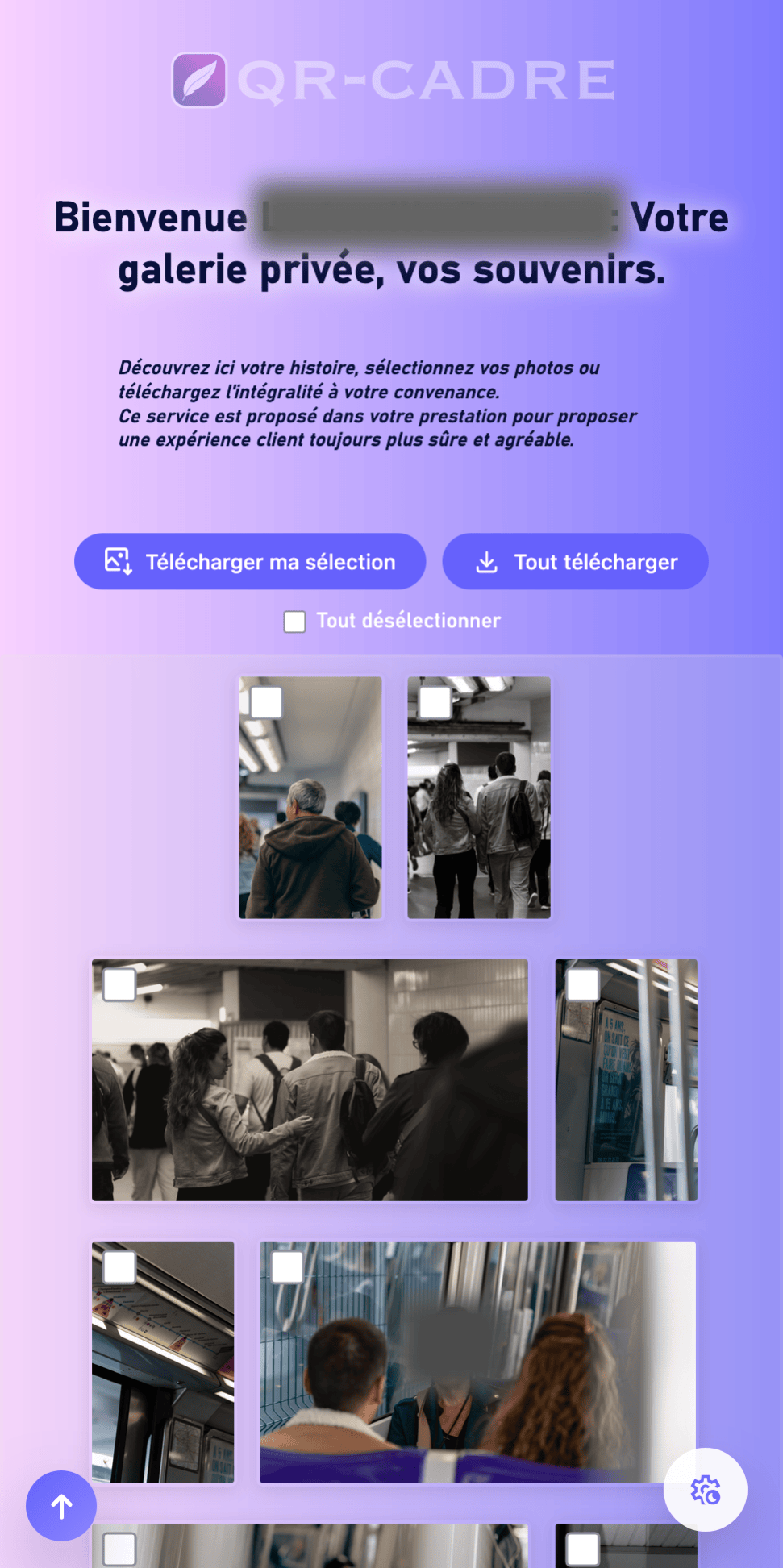 Gallery interface on mobile