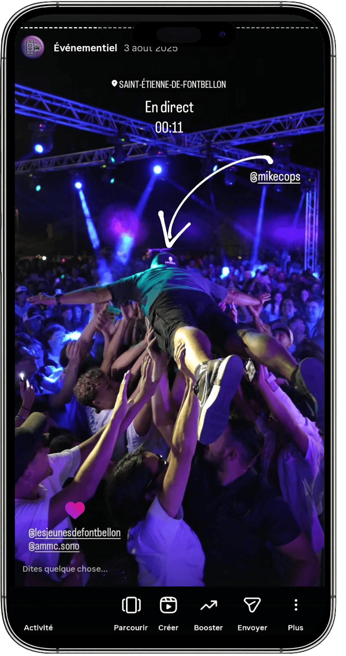 Exemple de story Instagram en direct (démonstration) 1